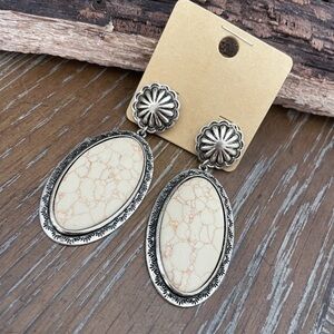 White Turquoise Oval Earrings